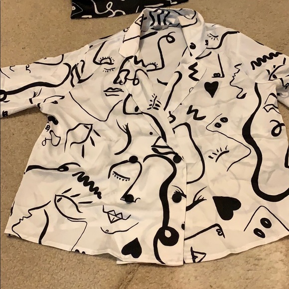 Satin double breasted shirt - Picture 4 of 4